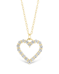Sterling Silver Cubic Zirconia Outline Heart Pendant Necklace
