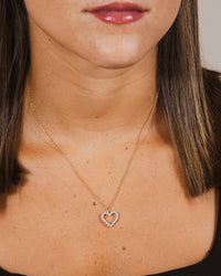 Sterling Silver Cubic Zirconia Outline Heart Pendant Necklace
