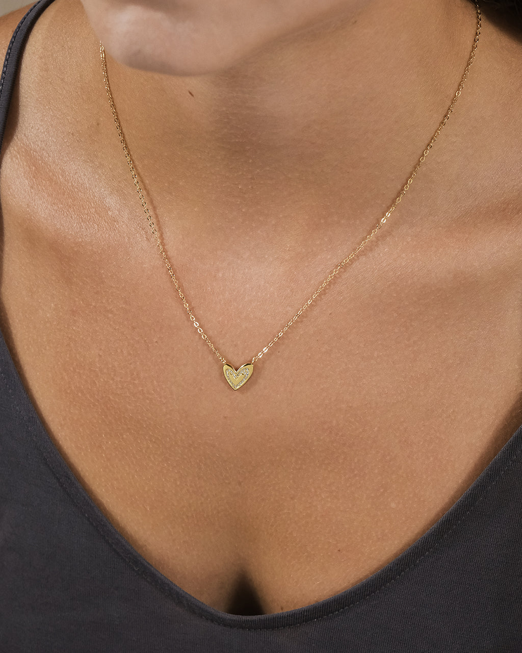 Sterling Silver Mabel CZ Heart Pendant Necklace