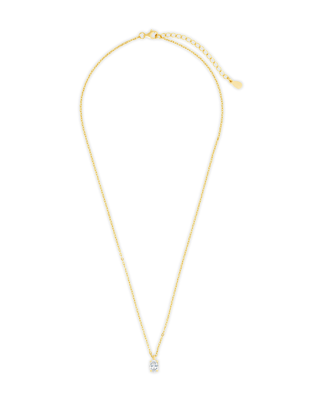 Sterling Silver Oval CZ Prong Set Pendant - Sterling Forever