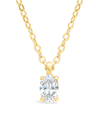Sterling Silver Oval CZ Prong Set Pendant - Sterling Forever