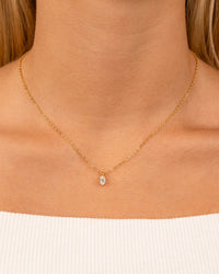 Sterling Silver Oval CZ Prong Set Pendant - Sterling Forever