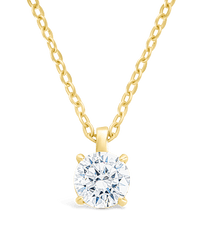 Sterling Silver Round CZ Prong Set Pendant - Sterling Forever