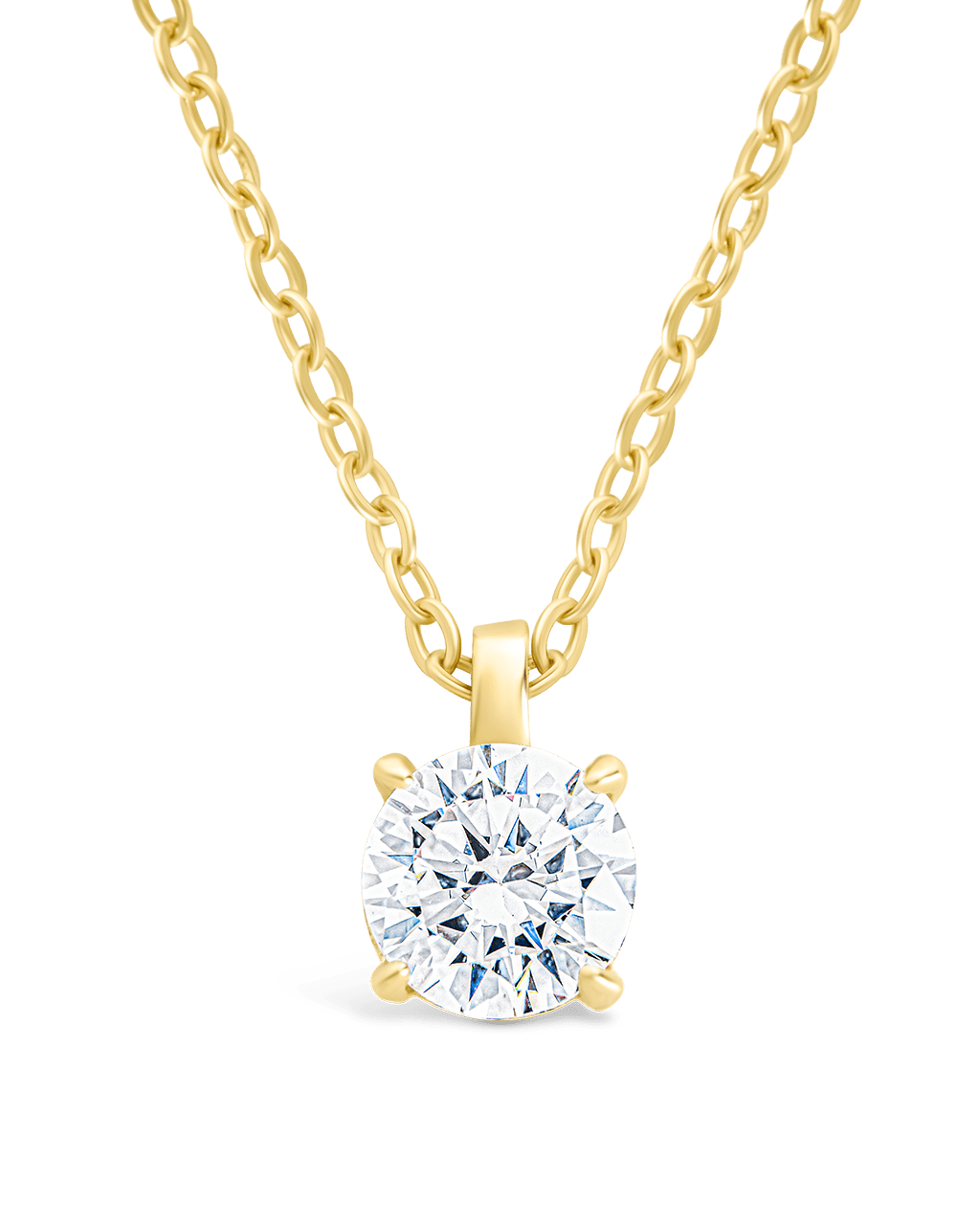 Sterling Silver Round CZ Prong Set Pendant - Sterling Forever