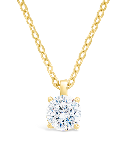 Sterling Silver Round CZ Prong Set Pendant