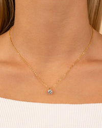 Sterling Silver Round CZ Prong Set Pendant - Sterling Forever