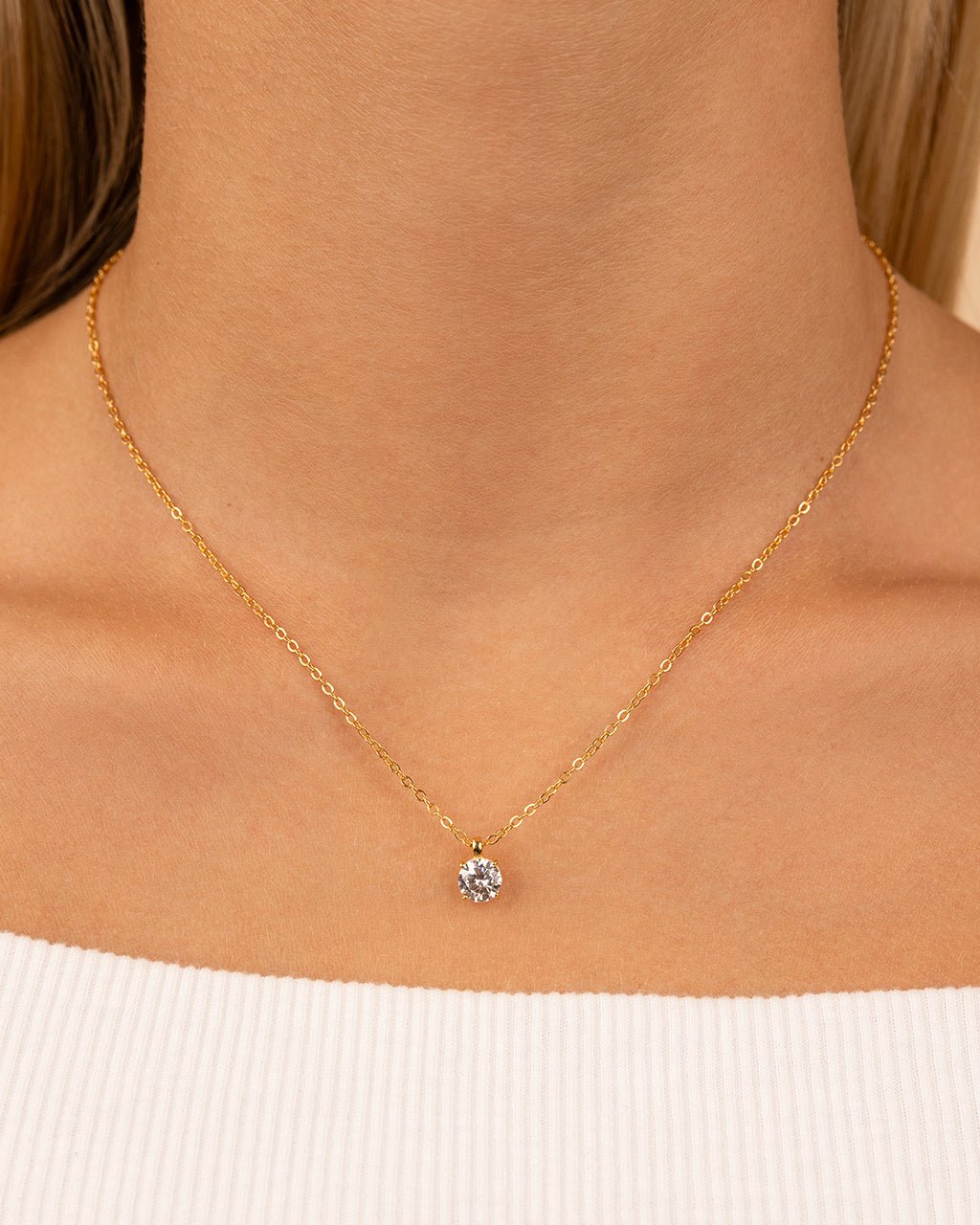 Sterling Silver Round CZ Prong Set Pendant - Sterling Forever