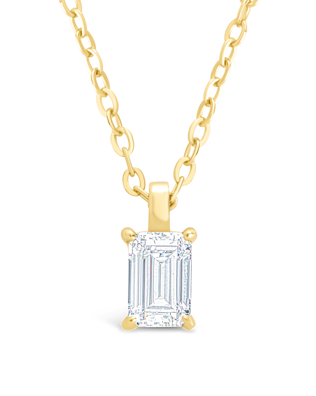 Sterling Silver Emerald Prong Set Pendant - Sterling Forever