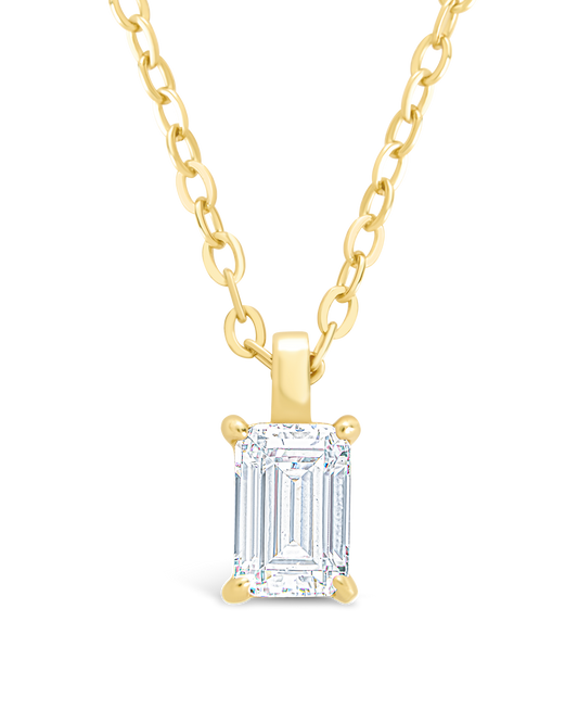 Sterling Silver Emerald Prong Set Pendant