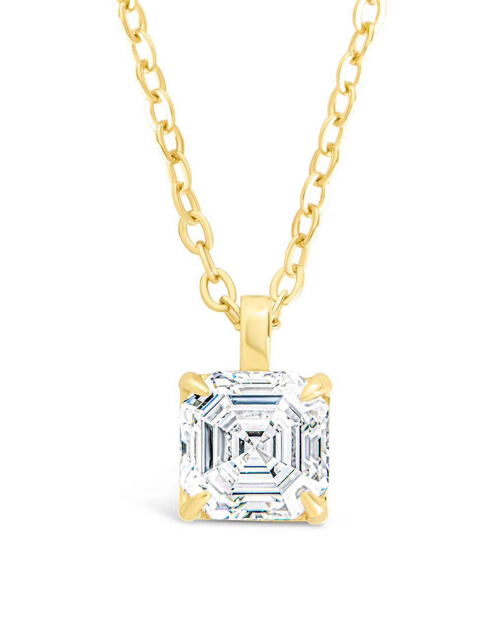 Sterling Silver Asscher Prong Set Pendant