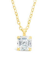 Sterling Silver Asscher Prong Set Pendant - Sterling Forever