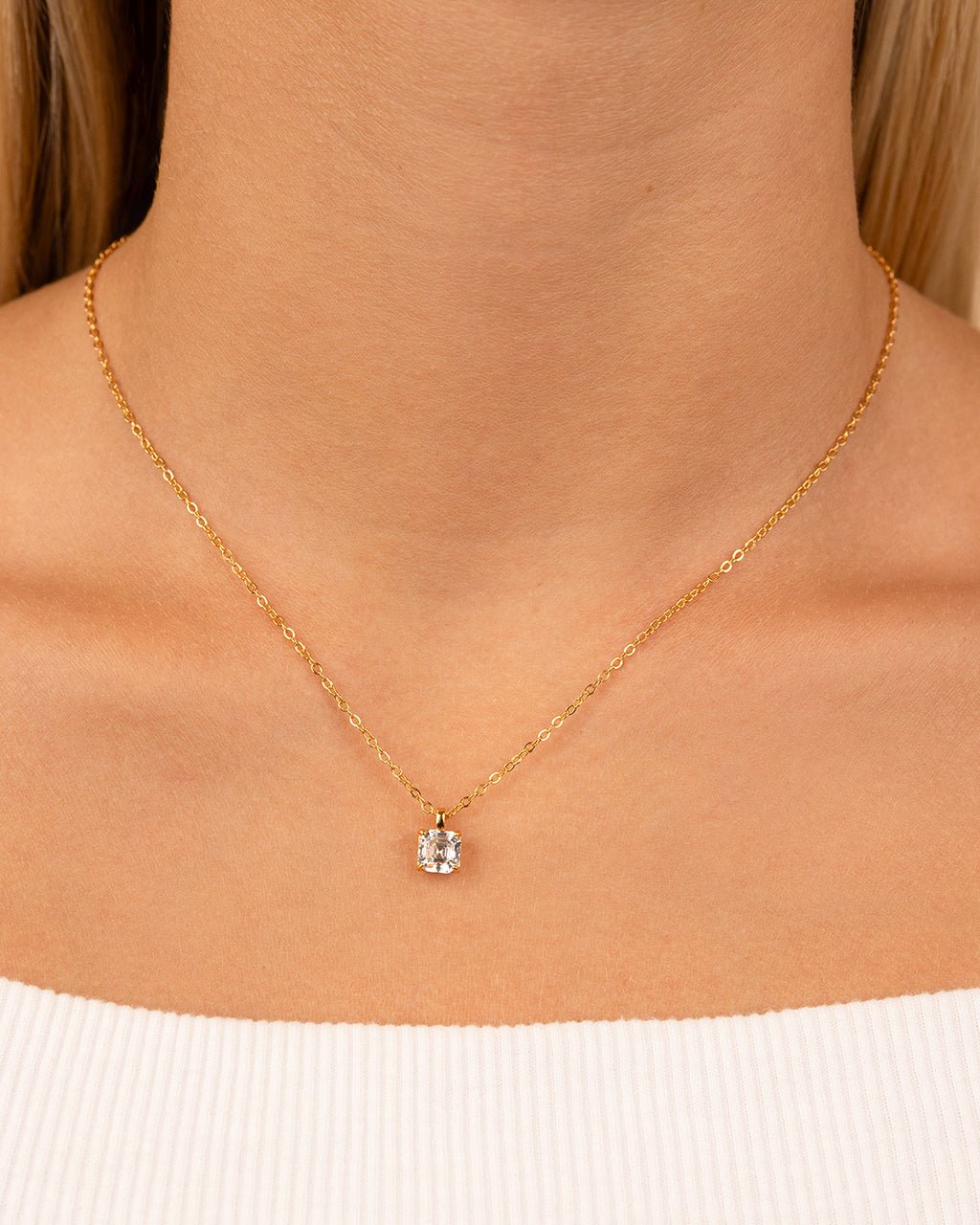 Sterling Silver Asscher Prong Set Pendant - Sterling Forever