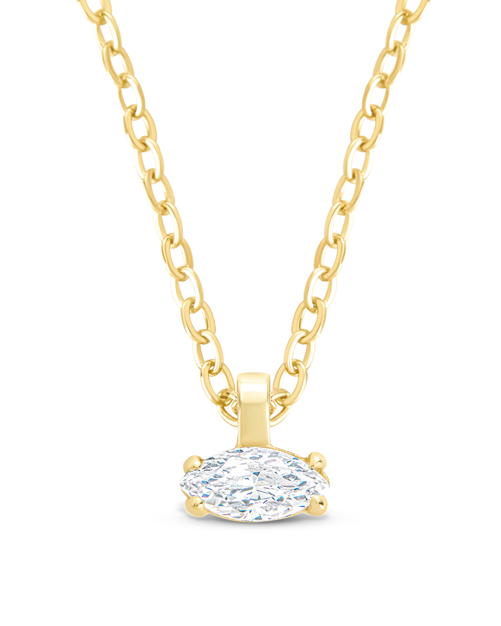 Sterling Silver Marquise Prong Set Pendant