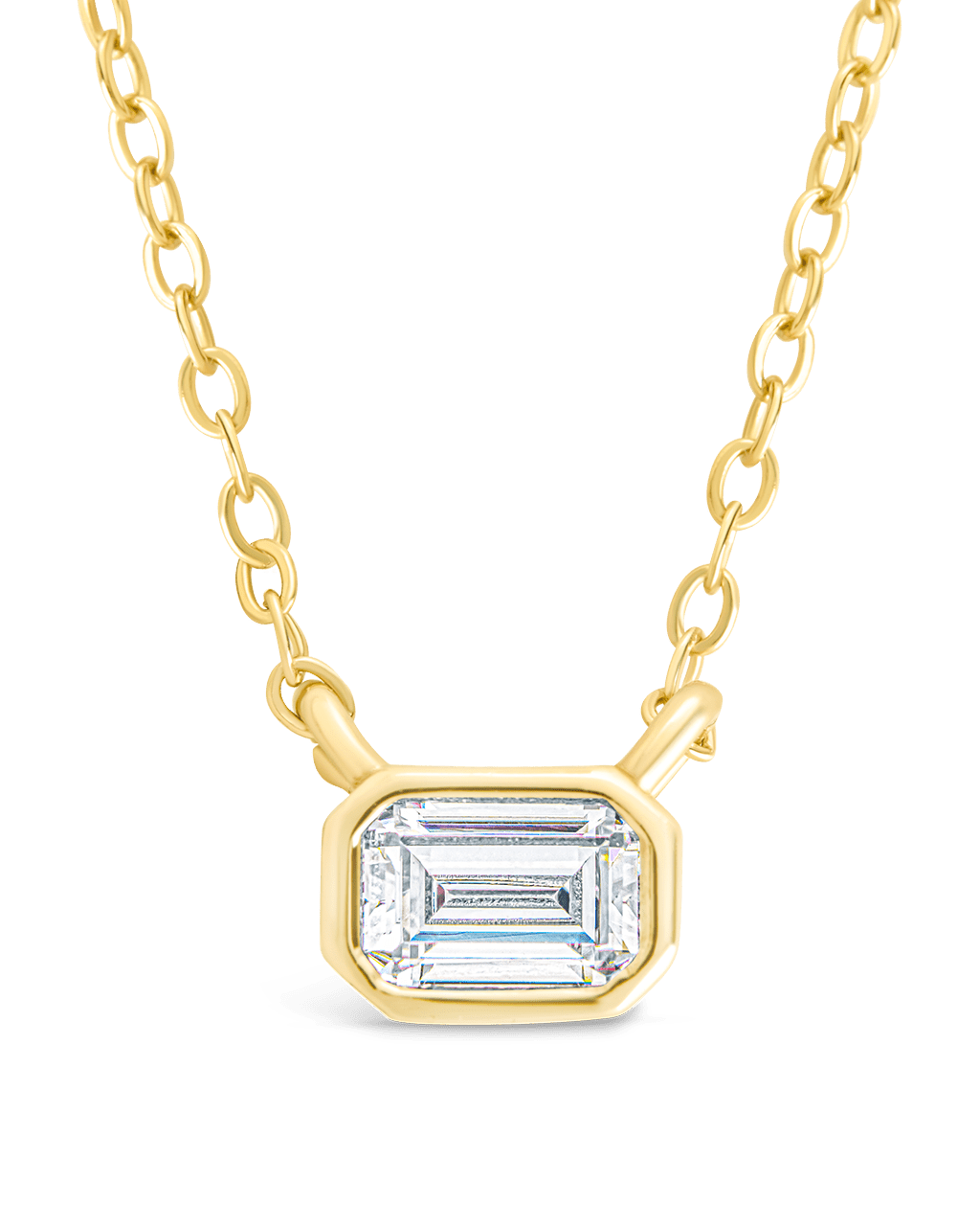 Sterling Silver Emerald Bezel Set Pendant - Sterling Forever