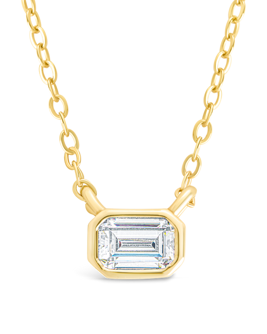 Sterling Silver Emerald Bezel Set Pendant