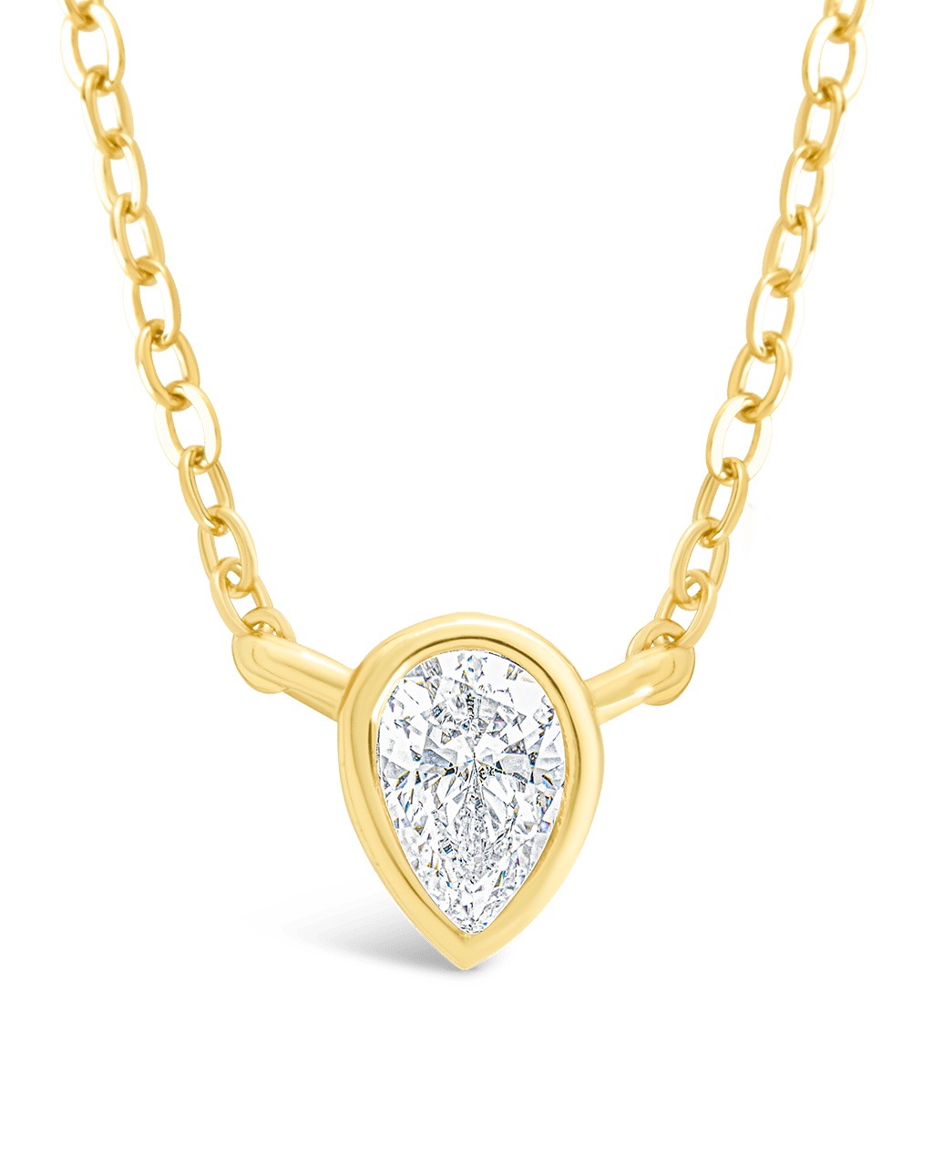 Sterling Silver Pear Bezel Set Pendant - Sterling Forever