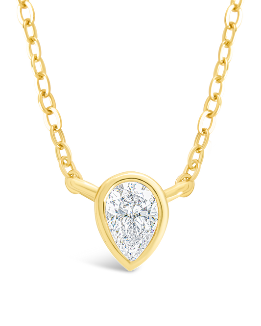 Sterling Silver Pear Bezel Set Pendant