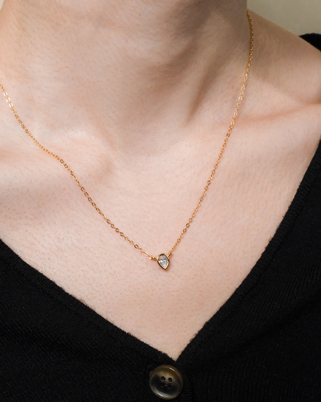 Sterling Silver Pear Bezel Set Pendant - Sterling Forever