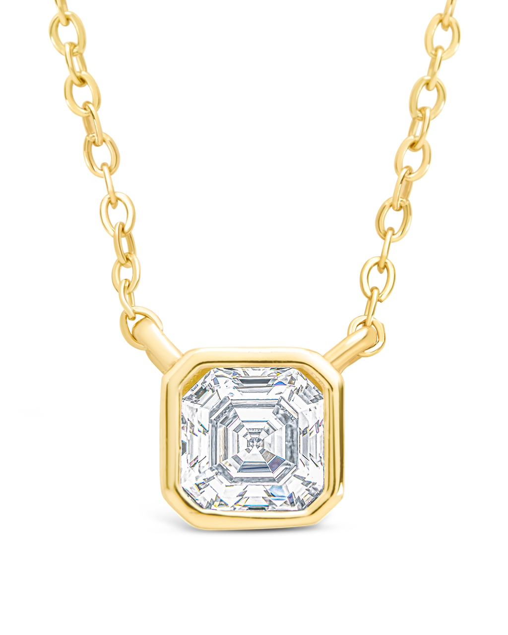 Sterling Silver Asscher Bezel Set Pendant