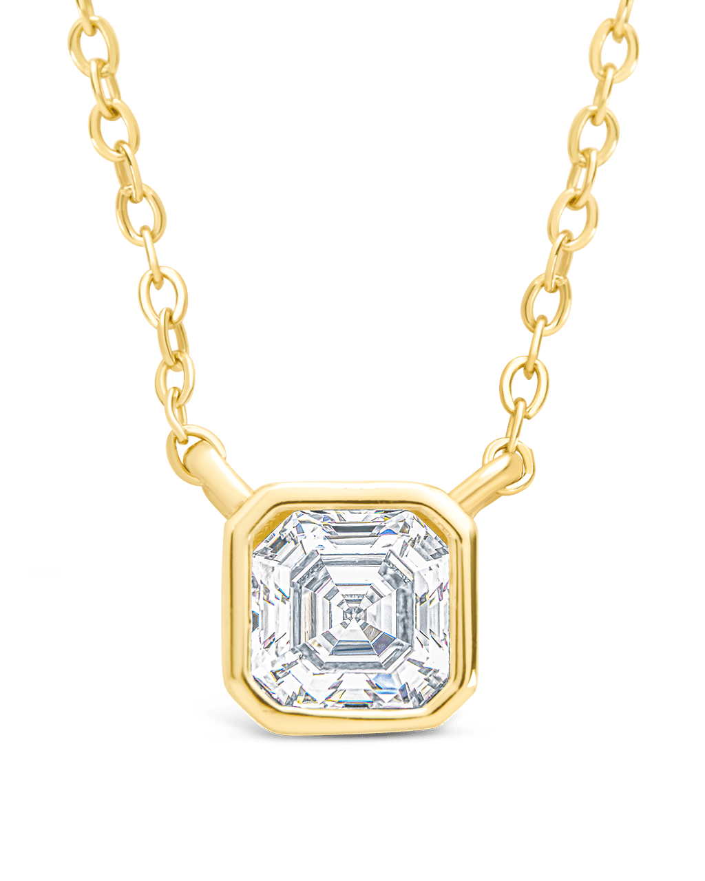Sterling Silver Asscher Bezel Set Pendant - Sterling Forever