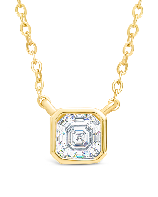 Sterling Silver Asscher Bezel Set Pendant