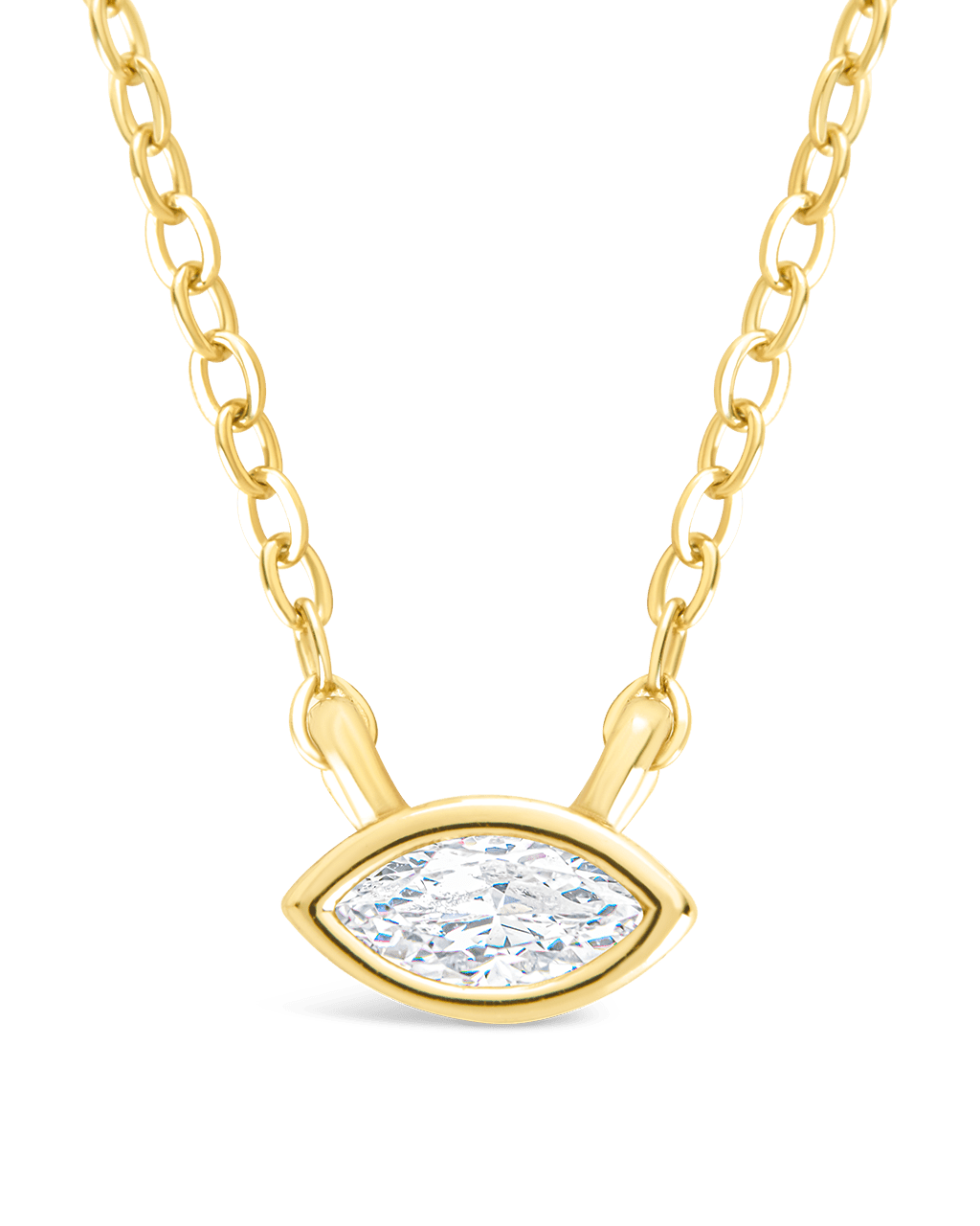 Sterling Silver Marquise Bezel Set Pendant - Sterling Forever