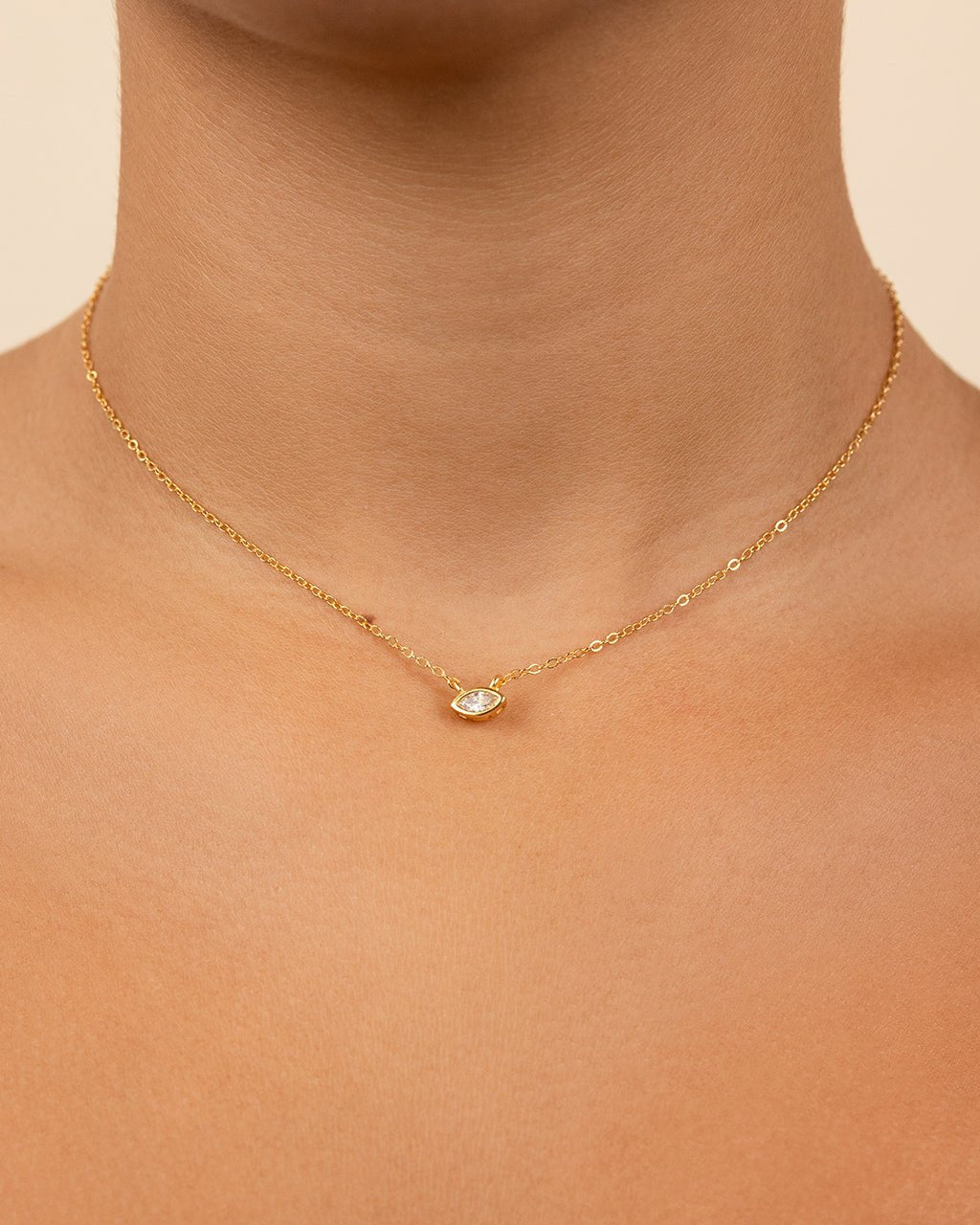 Sterling Silver Marquise Bezel Set Pendant - Sterling Forever