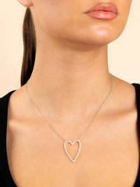 Sterling Silver Margit Pavé Heart Necklace