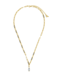 Sterling Silver Margrét Solitaire Drop Link Necklace