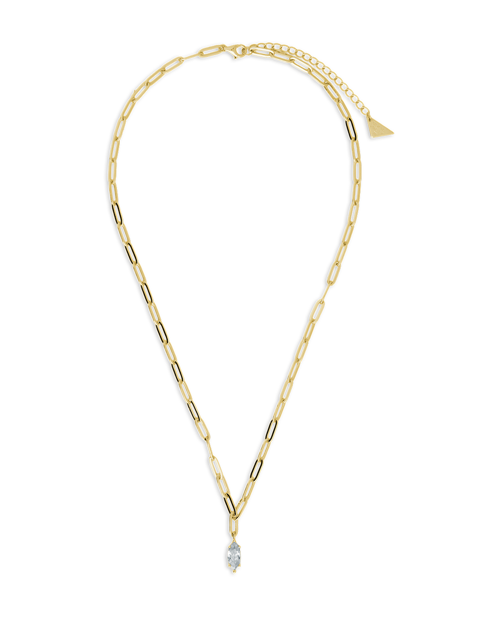 Sterling Silver Margrét Solitaire Drop Link Necklace