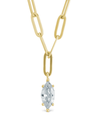 Sterling Silver Margrét Solitaire Drop Link Necklace