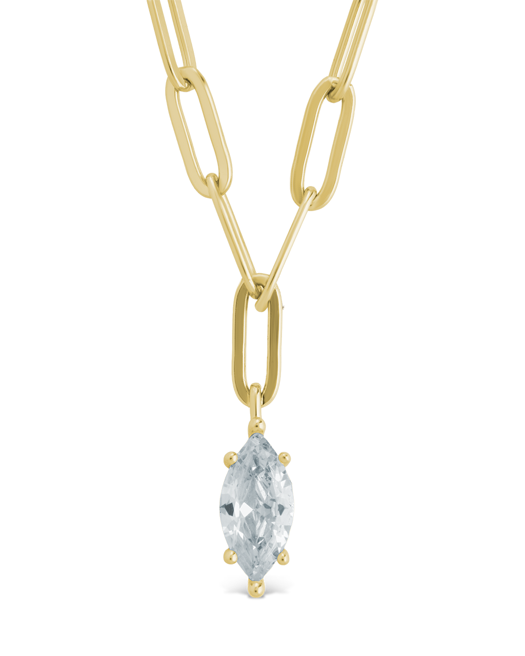 Sterling Silver Margrét Solitaire Drop Link Necklace