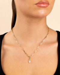 Sterling Silver Margrét Solitaire Drop Link Necklace