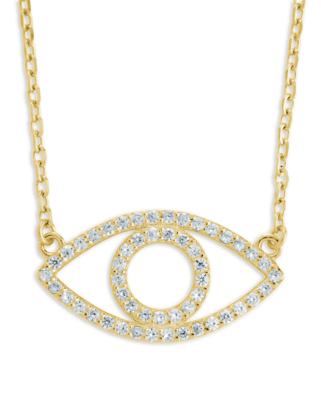 Sterling Silver Ulrika Pavé Evil Eye Necklace