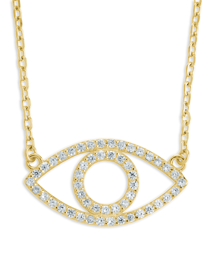 Sterling Silver Ulrika Pavé Evil Eye Necklace
