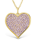 Sterling Silver Amethyst CZ Statement Heart Pendant