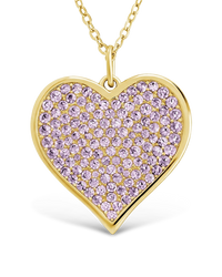 Sterling Silver Amethyst CZ Statement Heart Pendant