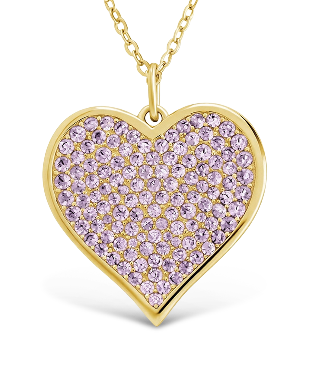 Sterling Silver Amethyst CZ Statement Heart Pendant