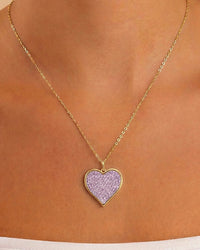 Sterling Silver Amethyst CZ Statement Heart Pendant