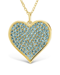 Sterling Silver Aquamarine CZ Statement Heart Pendant