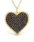 Sterling Silver Black CZ Statement Heart Pendant