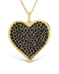 Sterling Silver Black CZ Statement Heart Pendant