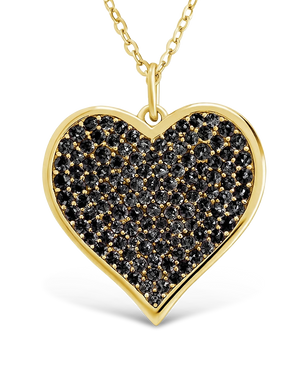 Sterling Silver Black CZ Statement Heart Pendant