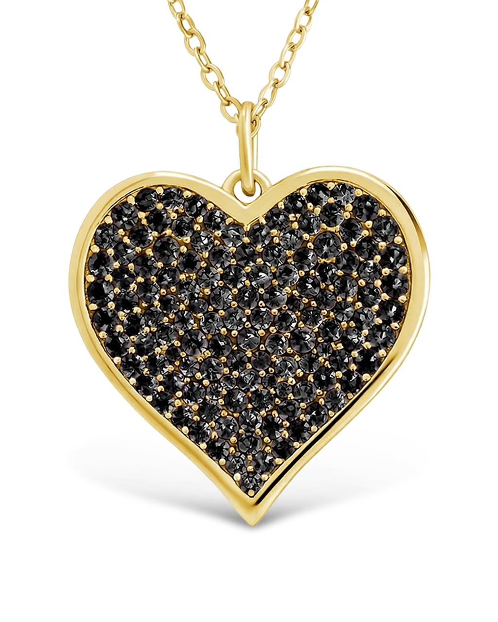Sterling Silver Black CZ Statement Heart Pendant