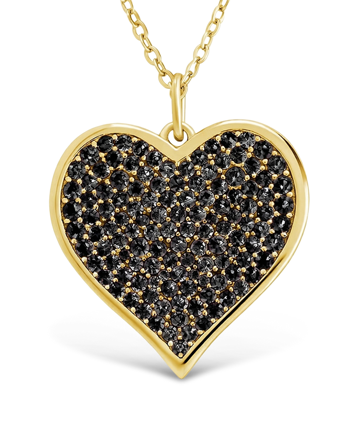 Sterling Silver Black CZ Statement Heart Pendant