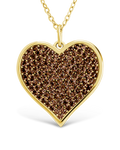 Sterling Silver Chocolate CZ Statement Heart Pendant