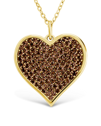 Sterling Silver Chocolate CZ Statement Heart Pendant