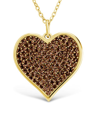 Sterling Silver Chocolate CZ Statement Heart Pendant
