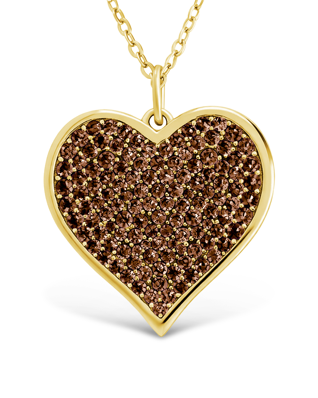 Sterling Silver Chocolate CZ Statement Heart Pendant