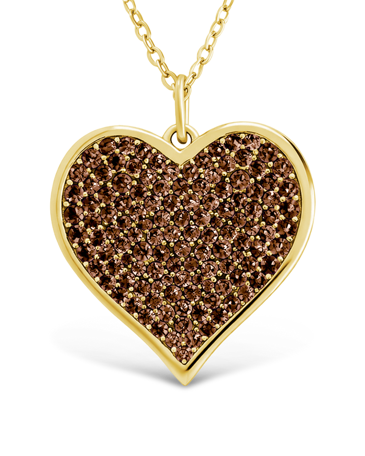 Sterling Silver Chocolate CZ Statement Heart Pendant